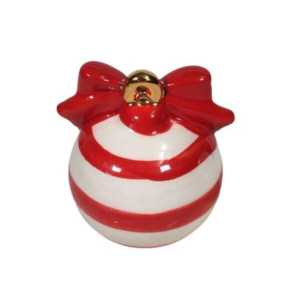 Nora Fleming Red Stripe Ball Ornament Deck the Halls A171 Ceramic Platter Charm - Picture 3 of 6